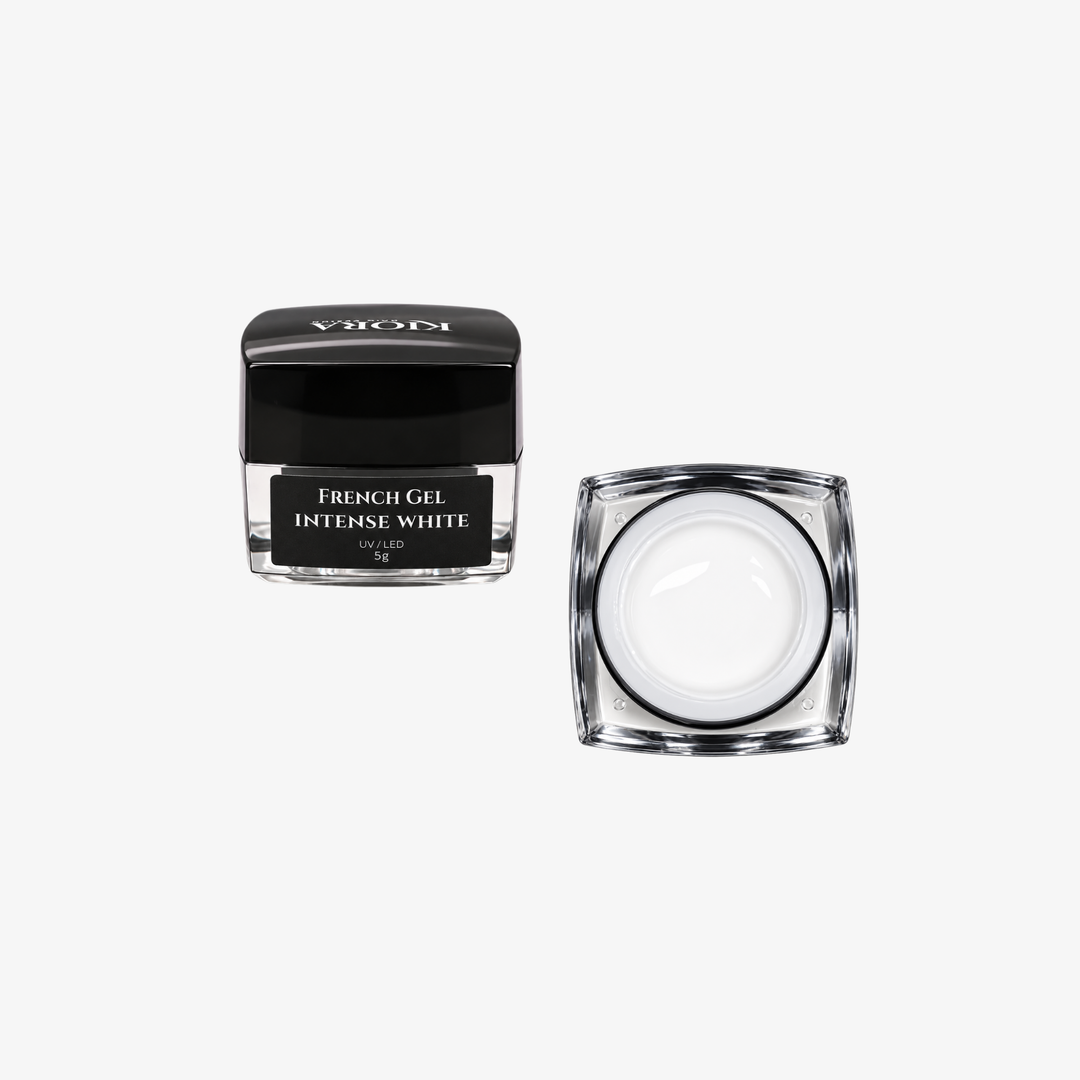 KIORA French Gel Intense White 5 g – intenzivno bijeli, visokopigmentirani gel za French manikuru, precizno iscrtavanje French linije i nail art.